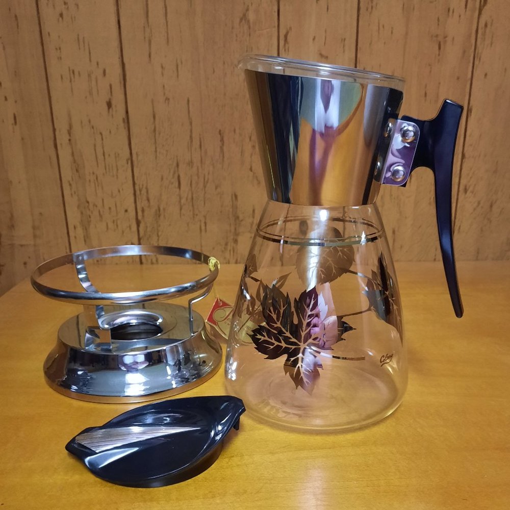 Vintage Colony Glass Coffee Pot with Original Warmer and Tag - Picture 6 of 8